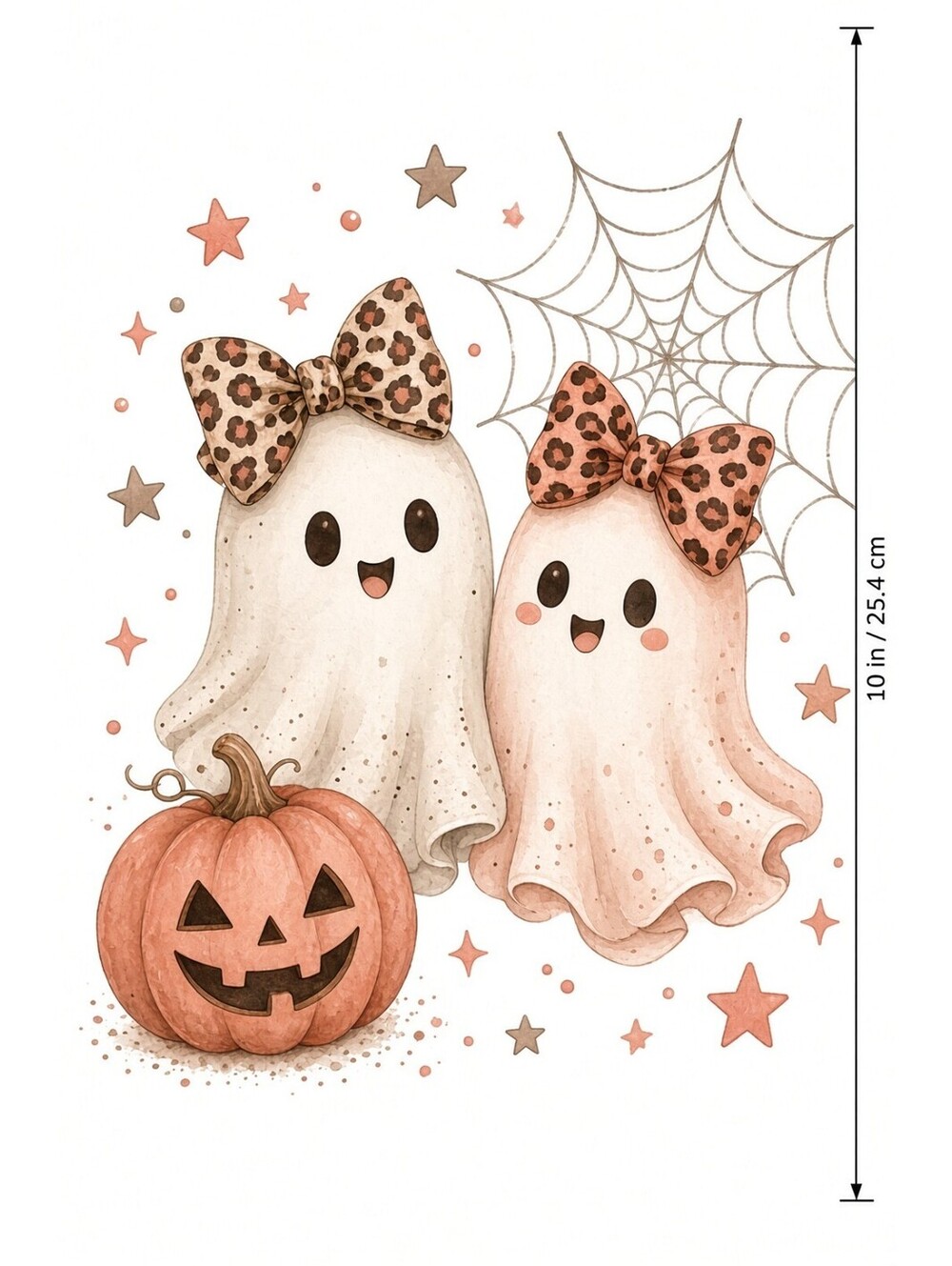 4pcs 10in Cute Ghosts Leopard Bow Pumpkin DTF Transfer